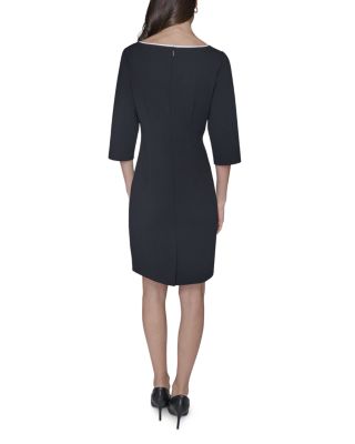 Scuba Crepe Sheath Dress with Contrast Bows