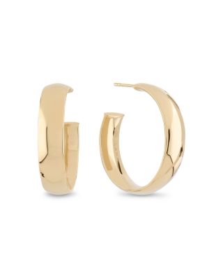 14K Yellow Gold Polished Wide Width Hoop Earrings