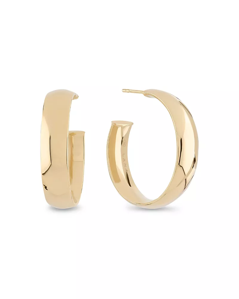 Lana Jewelry 14K Yellow Gold Polished Wide Width Hoop Earrings