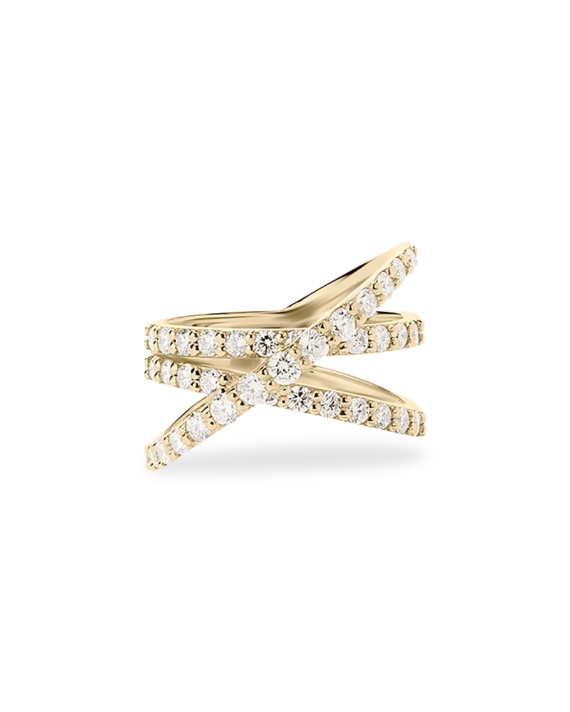 Lana Jewelry 14k Yellow Gold Diamond Three Layer Crossover Ring In Gold
