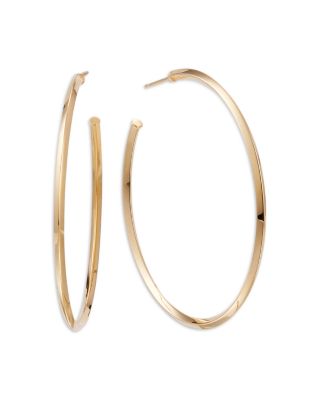 14K Yellow Gold Narrow Royale Large Hoop Earrings
