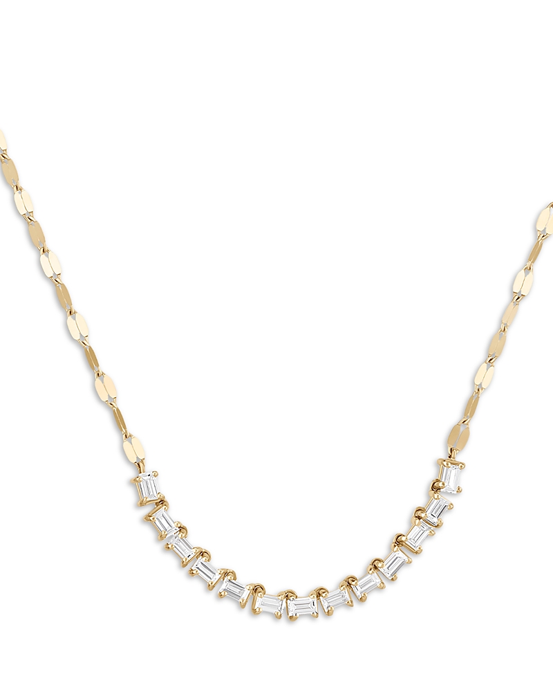 Lana Jewelry Baguette Diamond Tennis Section Necklace in 14K Yellow Gold, 0.3 tcw
