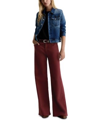 Saige Mid Rise Wide Leg Jeans in Cranberry