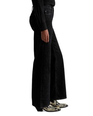 Mid Rise Flocked Velvet Pinstripe Wide Leg Jeans in Dress It Up