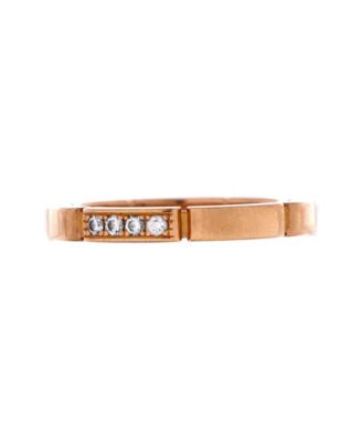  Maillon Panthere Band Ring 18K Rose Gold with 4 Diamonds