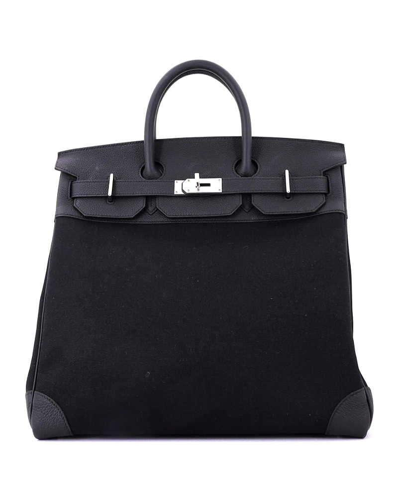PRE-OWNED HERMES Pre-owned Hermes Hac 40 Handbag Toile And Black Togo With Palladium Hardware