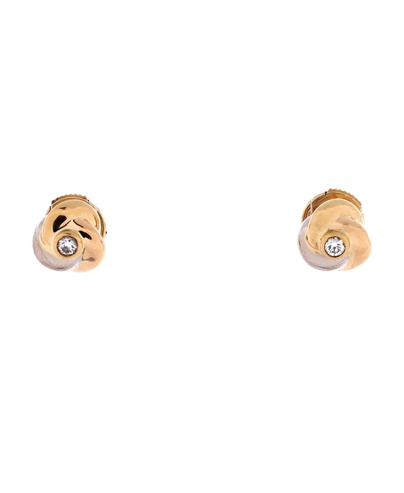 PRE-OWNED CARTIER Pre-owned Cartier Mini Trinity Stud Earrings 18k Tricolor Gold With Diamond