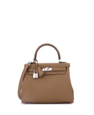 Kelly 25 Handbag Verso Swift with Palladium Hardware