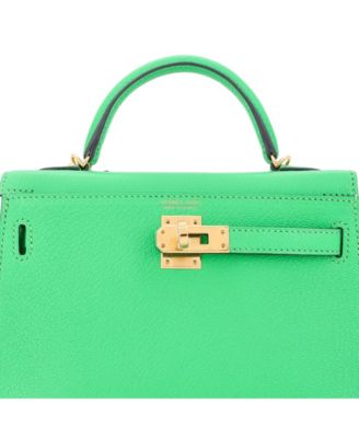 Kelly 20 Handbag Green Chevre Mysore with Gold Hardware