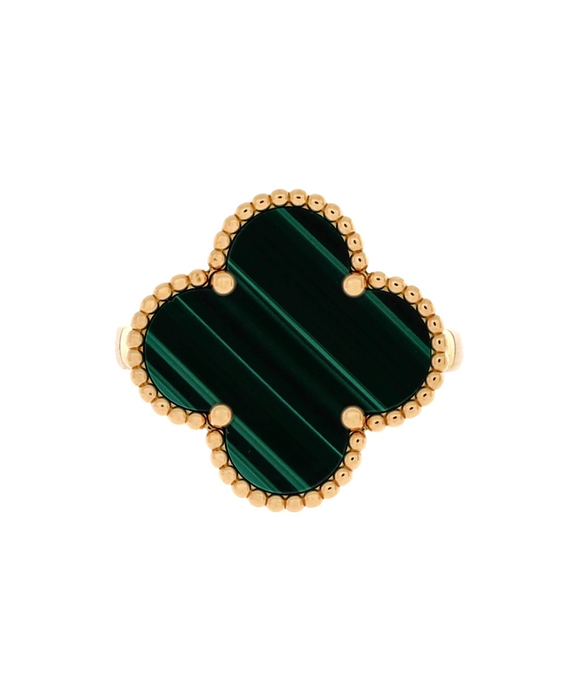 Pre-owned Pre-owned Van Cleef & Arpels Van Cleef & Arpels Magic Alhambra Ring 18k Gold With Malachite