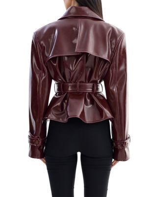 Ladies Belted Faux Leather Jacket