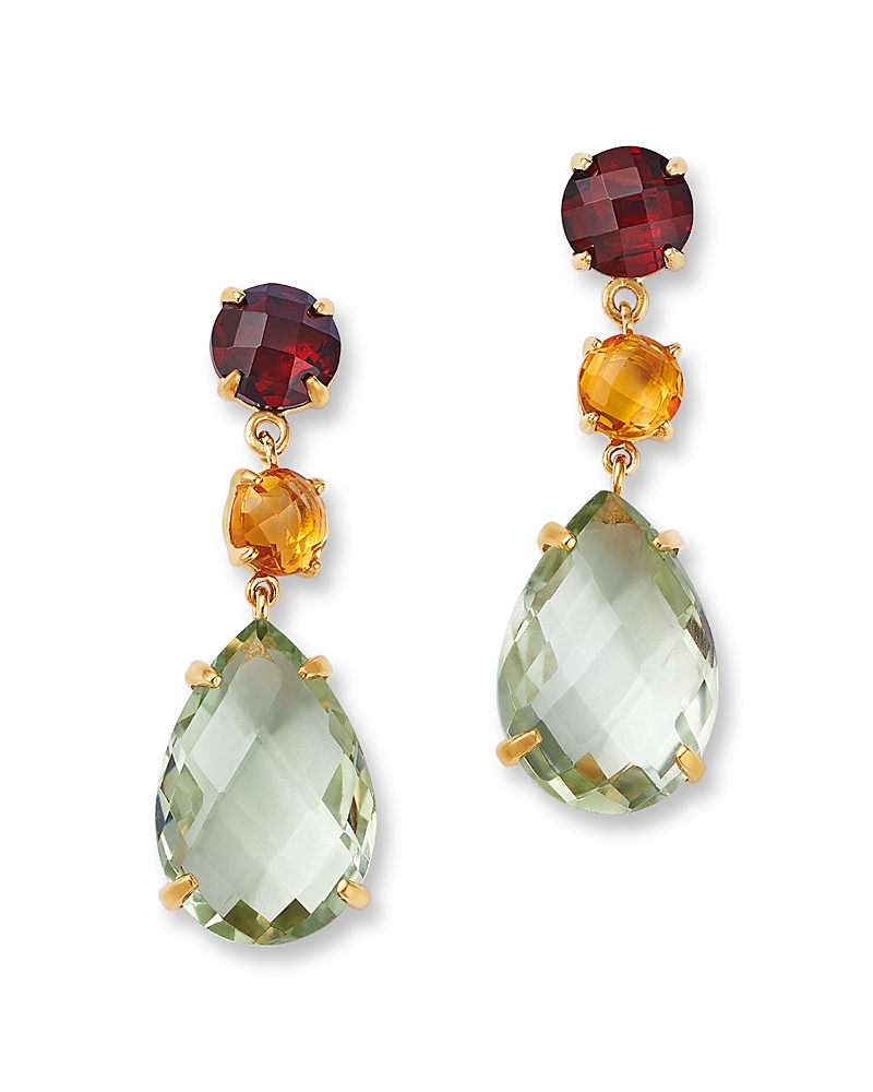 Bloomingdale's Fine Collection Prasiolite, Citrine & Garnet Drop Earrings In 14k Yellow Gold