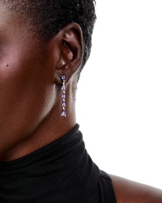 Tanzanite & Diamond Linear Drop Earrings in 14K White Gold