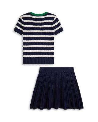 Girls' Striped Cotton Sweater & Skirt Set - Big Kid