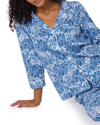 Floral Crop Three Quarter Sleeve Pajama Set