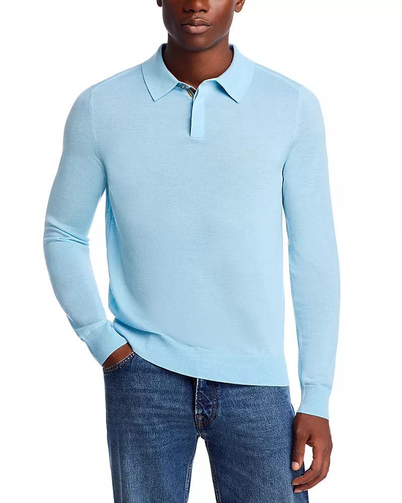 Paul Smith Merino Wool Long Sleeved Polo Sweater