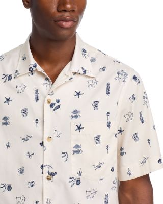 Printed Short Sleeved Casual Fit Button Down Shirt