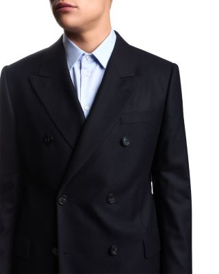 Slim Fit Double Breasted Wool Blazer