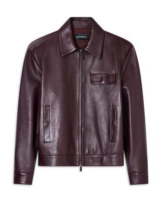 Emporio Armani Leather Zip Front Jacket | Bloomingdale's