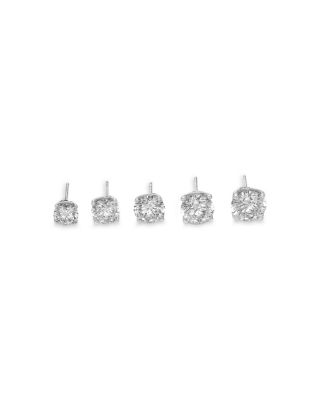 Certified Lab Grown Diamond Stud Earrings in 18K White Gold, 3.0 tcw