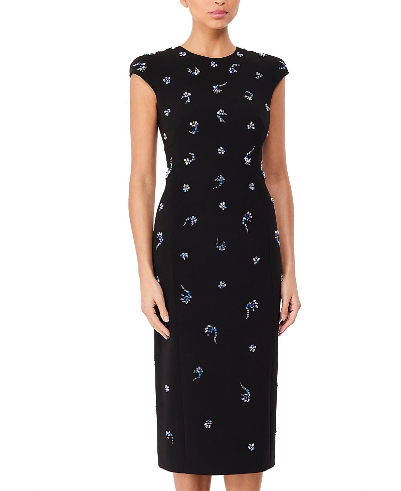 Jenny Packham Hydra Embellished Cap-sleeve Midi Dress