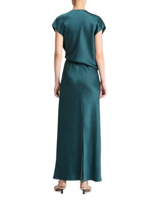 Draped Cap Sleeve Maxi Dress