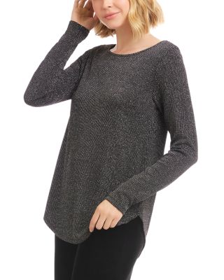 Metallic Shirttail Hem Sweater