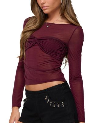 Oona Sheer Gathered Long Sleeve Top