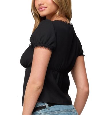 Lacey Split Front Lace Up Top