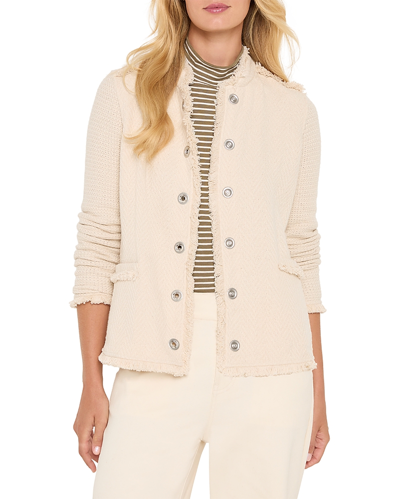 Nic + Zoe Nic+zoe Fringe Trim Military Jacket In Neutral
