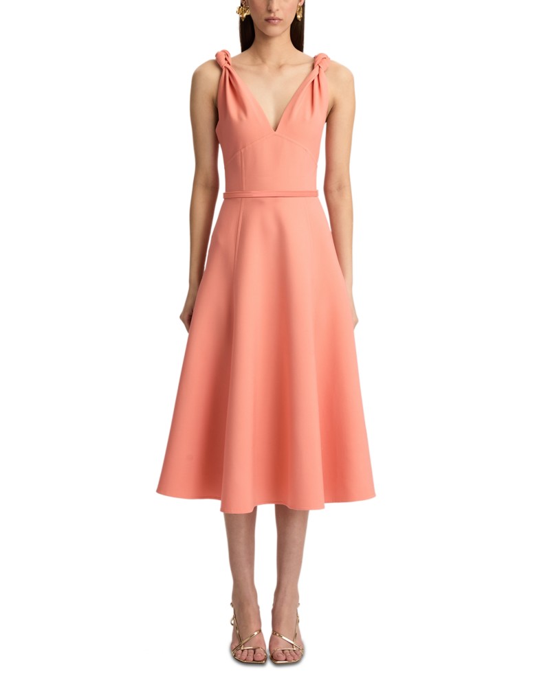 Oscar de la Renta Twist Strap Sleeveless Dress in Apricot