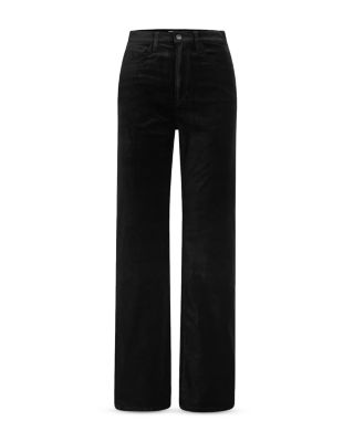 The Margot High Rise Straight Velveteen Jeans in Black
