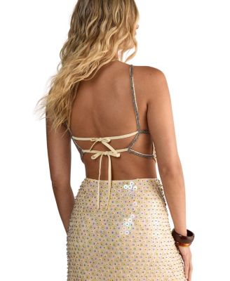 Studded Sequin Beaded Mini Skirt