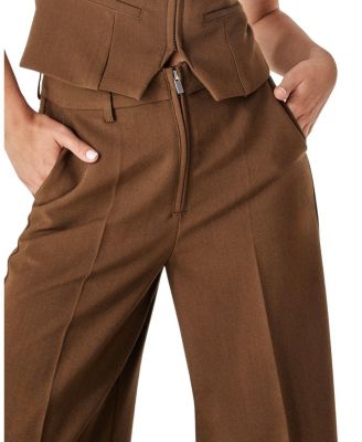 Tailored Zip Front Wide Leg Pants