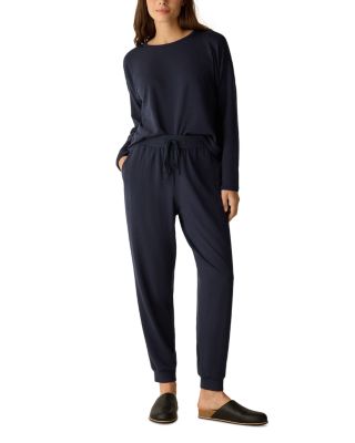 Striped Cozy Brushed Terry Round Neck Cropped Boxy Top