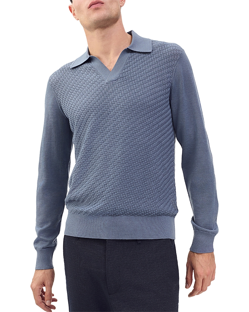 Rag & Bone Charles Wool Johnny Collar Polo Sweater In Blue