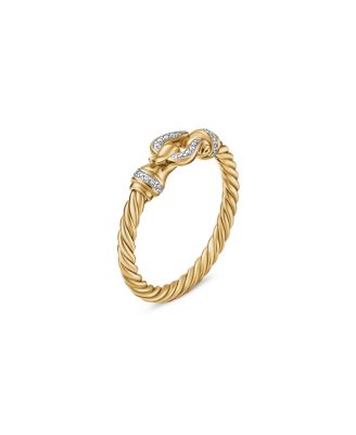 Petite Buckle Ring in 18K Yellow Gold with Diamonds