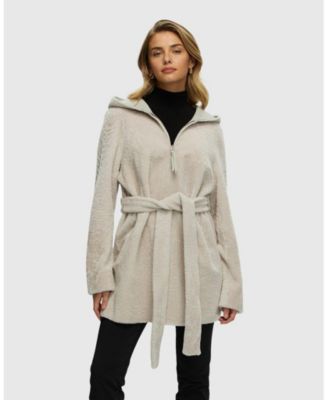 Reversible Shearling Zip Parka Coat