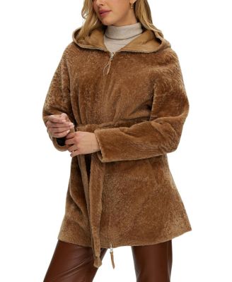 Reversible Shearling Zip Parka Coat