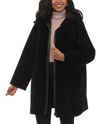 Reversible Textured Shearling Parka Coat