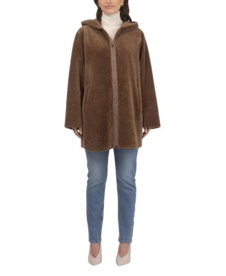 Reversible Textured Shearling Parka Coat