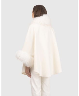 Cashmere & Wool Cape With Lamb Trim