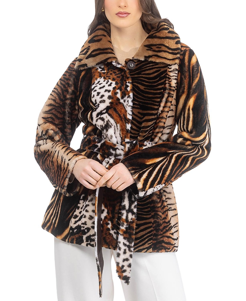 Gorski Shearling Jacket With Belt In Brown