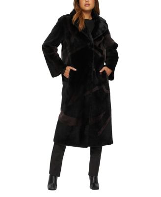 Merino Shearling Coat with Intarsia
