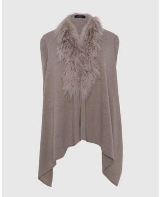 Cashmere And Merino Wool Blend Vest with  Lamb Trim