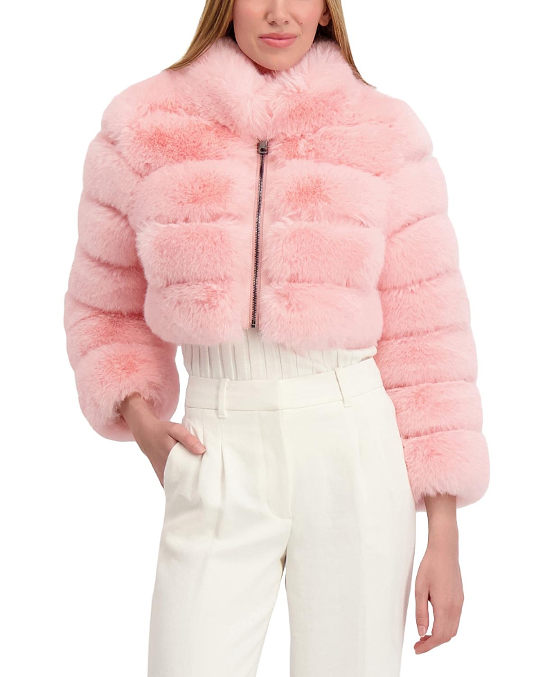 Lyla Grant Faux Fur Fox Bolero In Pink
