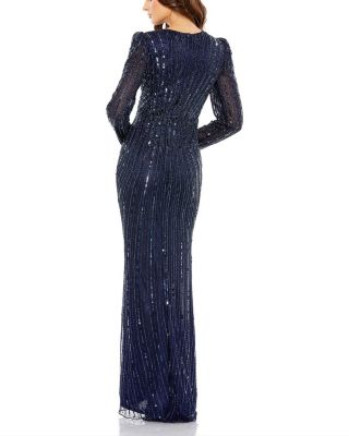 Embellished Puff Sleeve Side Knot Gown