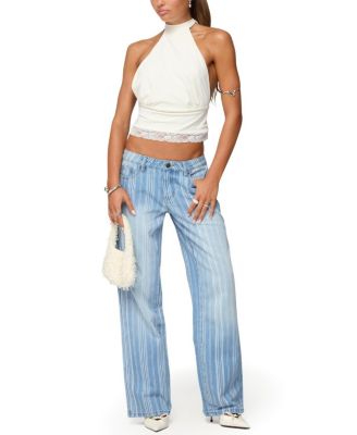  Tera Striped Low Rise Light Rinse Wash Jeans