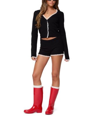  Sansa Lacey Knit Micro Shorts