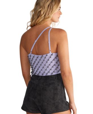 Studded Asymmetric One Shoulder Top